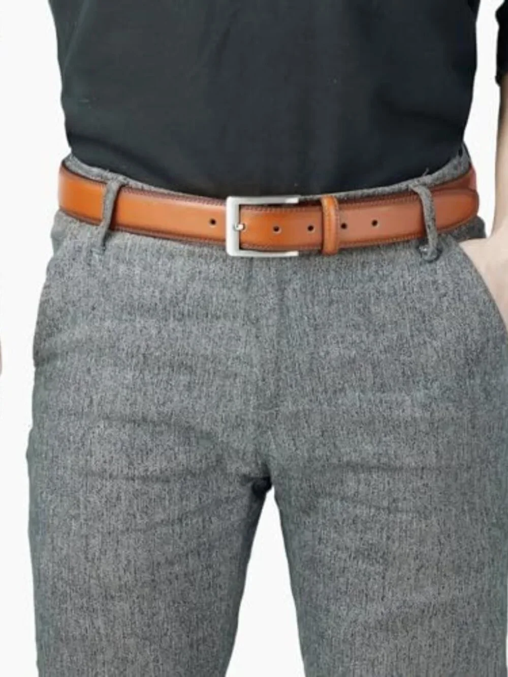 Men's Genuine Leather Dress Belt, Handmade Classic Everyday Belt for Work